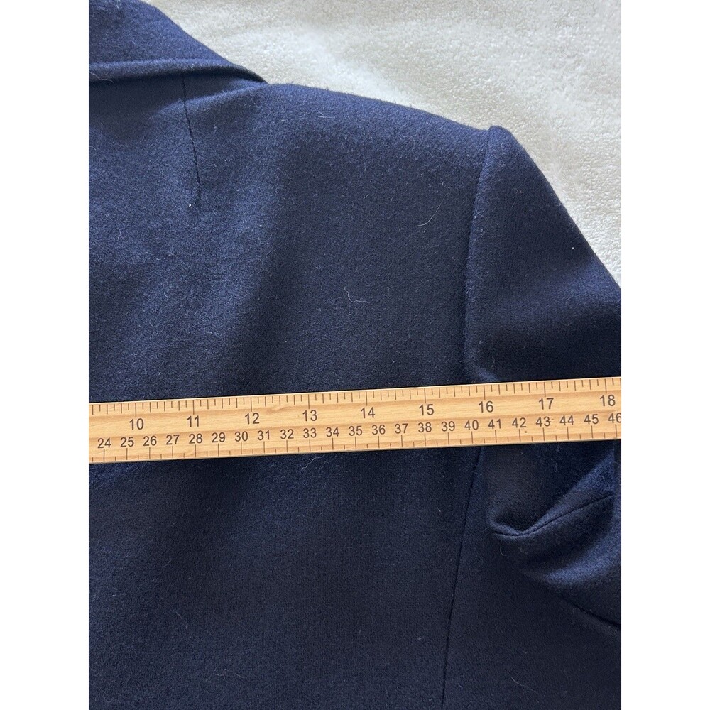 J G Hook Vintage Merino Wool Coat Sz 10 Navy Long Tailored Classic Gold Buttons - Picture 15 of 15